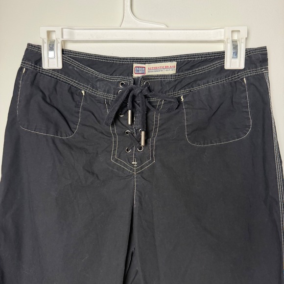 Faded Glory Pants - Faded Glory Baggy Cropped Black Lace Up Front Y2K Grunge Cotton Pants Size 4